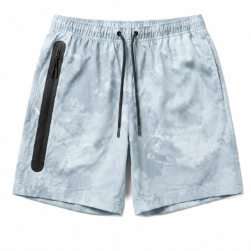 Light Blue Tie-Dye Relaxed Shorts with Zip Pocket