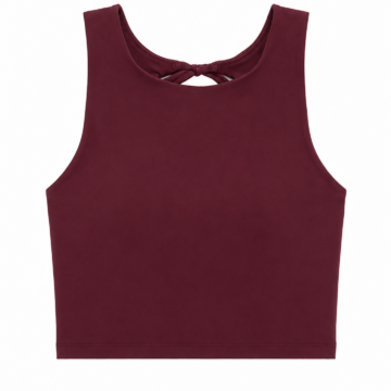 Burgundy Sleeveless Crop Top with Twist Detail