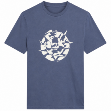 Blue Short-Sleeve T-Shirt with Bird Graphic
