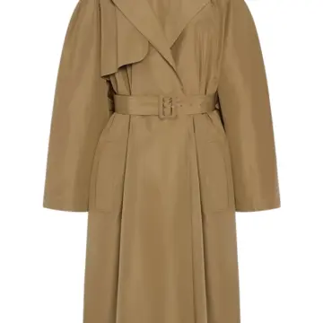 Tan Longline Trench Coat with Belt