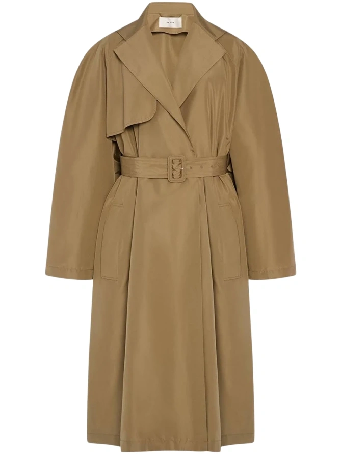Tan Longline Trench Coat with Belt