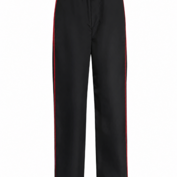 Black Relaxed Track Pants with Red Side Stripes