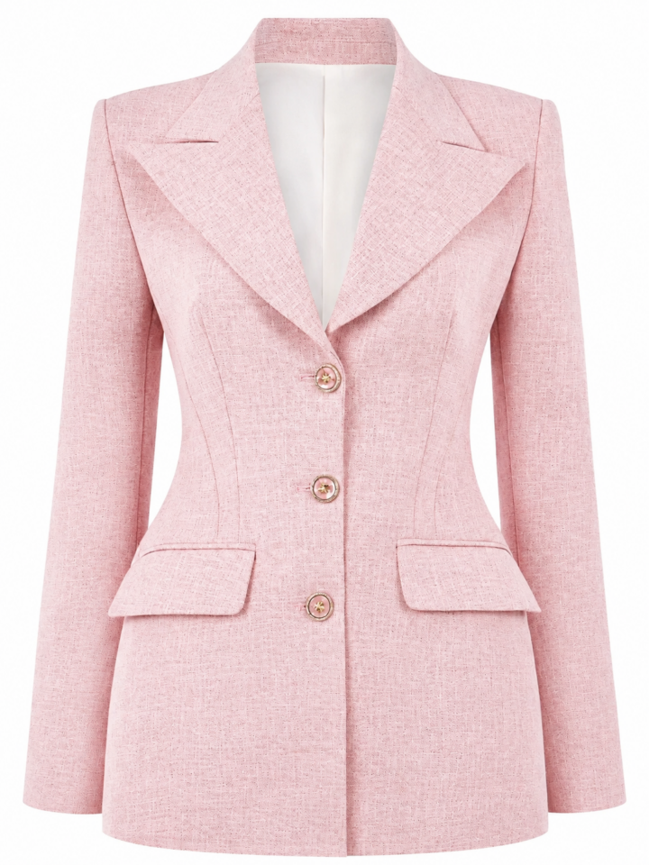 Light Pink Tailored Fitted Peak Lapel Blazer