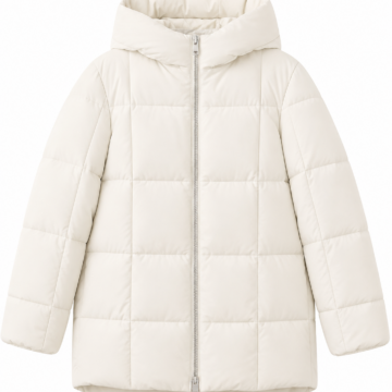 Off-White Oversized Hooded Puffer Jacket with Quilted Grid