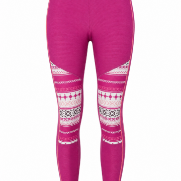 Magenta Fitted Athletic Leggings with Geometric Print