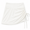 White A-Line Mini Skirt with Ruched Side Panel
