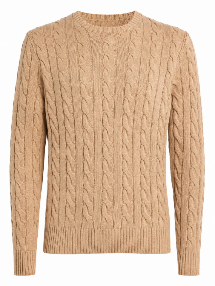 Beige Cable Knit Button Down Sweater