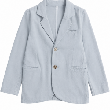 Light Blue Relaxed Fit Notch Lapel Blazer