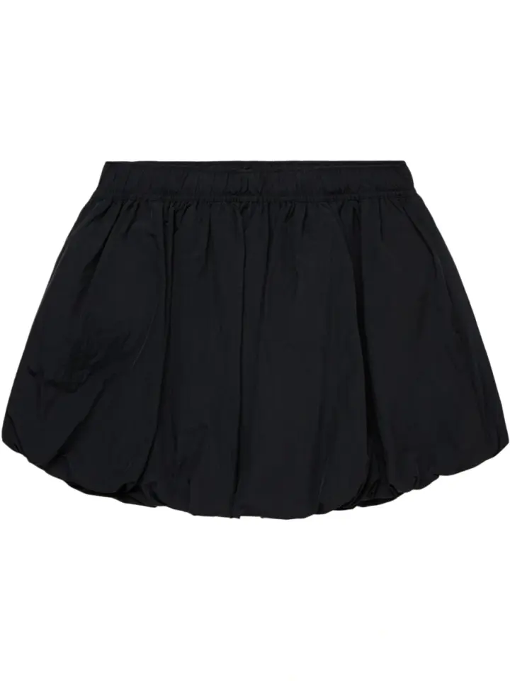 Black Bubble-Hem Mini Skirt