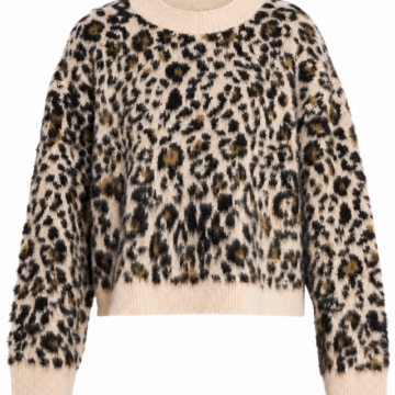 Cream Leopard Print Cropped Sweater