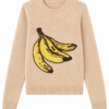 Beige Banana Graphic Crew Neck Knit Sweater