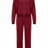 Burgundy Zip-Up Bomber Jacket and Matching Pants Two-Piece Athletic Set