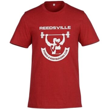 Red Short-Sleeve Crew-Neck T-Shirt with Fitness Graphic Print