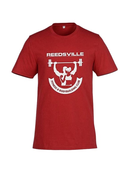 Red Short-Sleeve Crew-Neck T-Shirt with Fitness Graphic Print