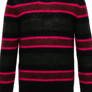 Black Pink Maroon Striped Crew Neck Knit Sweater