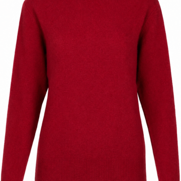 Red Crew Neck Fine Knit Sweater