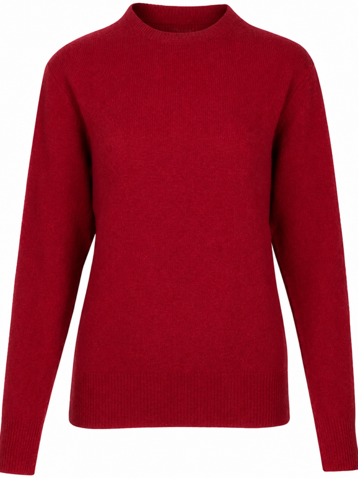 Red Crew Neck Fine Knit Sweater