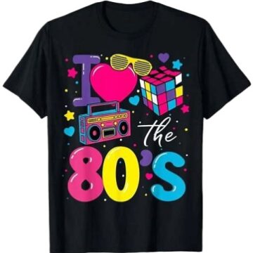 Black Retro Graphic Tee with 80s Design